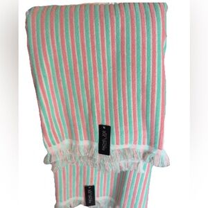 2 Rachel Zoe Pastel Mint Pink  40" x 70" Beach Towels Set 2 New